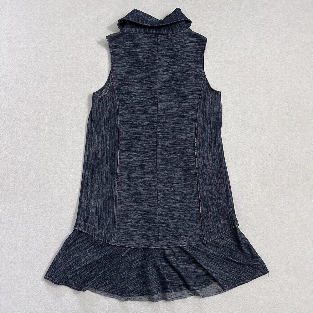 Zoa Anthropologie Women Stretch Blue Denim Raw Hem Cowl Neck Sleeveless Dress S - Picture 6 of 9
